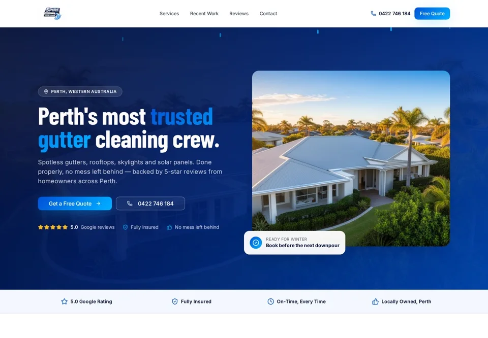 Spire Gutter Cleaning website preview